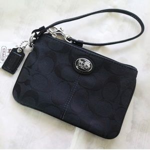 COACH 45959 Black Signature Jacquard Small Wristlet